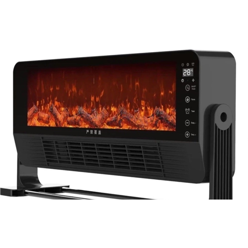 Small Portable Fan Heater With Simulated‎ Flame Electric Fireplace NIB